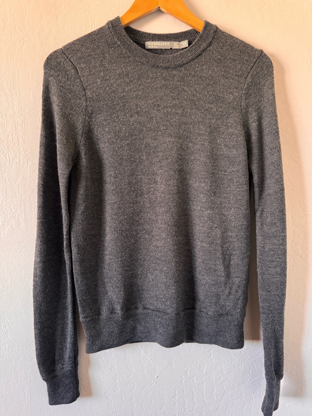 Icebreaker Muster Crewe Merino Gray Crew Neck Sweater XS EUC